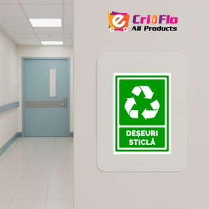 Indicator Semn pentru deseuri sticla, Sticker autocolant - Img 5