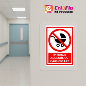 Indicator Semn pentru interzicerea accesului cu carucioare, Sticker autocolant - Img 5