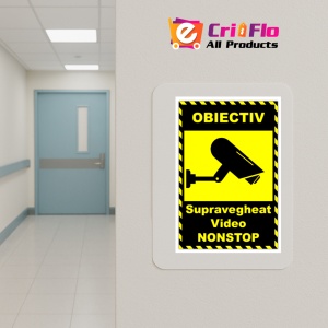 Indicator Semn pentru obiectiv supravegheat video non stop, Sticker autocolant - Img 5