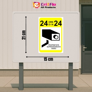 Indicator Semn pentru proprietate supravegheata video 24 din 24, Sticker autocolant - Img 2