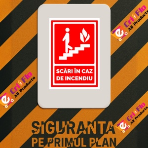 Indicator Semn pentru scari in caz de incendiu, Sticker autocolant - Img 3