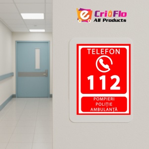 Indicator Semn pentru telefon pompieri politie si ambulanta, Sticker autocolant - Img 5