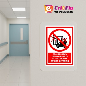 Indicator Semn pentru transportul persoanelor pe stivuitor este interzis, Sticker autocolant - Img 5