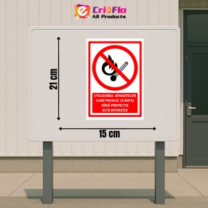 Indicator Semn pentru utilizarea aparatelor care produc scantei, Sticker autocolant - Img 2