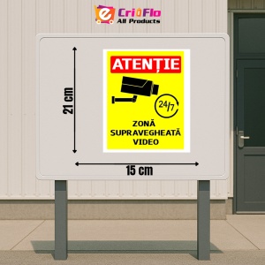 Indicator Semn pentru zona supravegheata video 24 din 7, Sticker autocolant - Img 2
