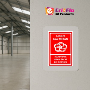 Indicator Semn robinet gaz metan manevrare numai in caz de incendiu, Sticker autocolant - Img 4