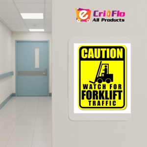 Indicator Sign caution watch for forklift traffic, Sticker autocolant - Img 4