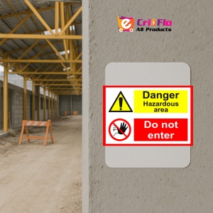 Indicator Sign danger hazardous area do not enter, Sticker autocolant - Img 5