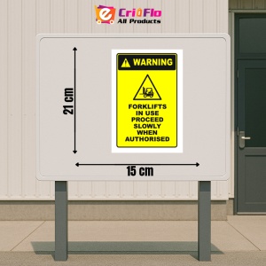 Indicator Sign warning forklifts in use proceed slowly when authorised, Sticker autocolant - Img 2