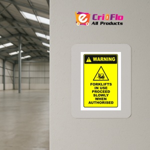 Indicator Sign warning forklifts in use proceed slowly when authorised, Sticker autocolant - Img 4