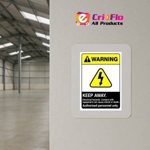 Indicator Sign warning keep away electrical hazards contact with equipment can cause shock or death authorized personnel only, Sticker autocolant - Img 4