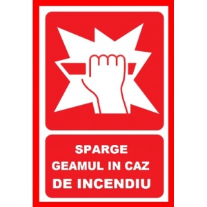 Indicator Sparge geamul in caz de incendiu, Sticker autocolant