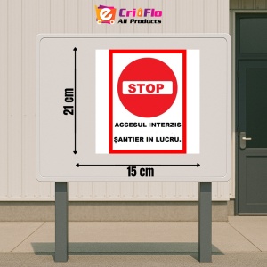 Indicator Stop accesul interzis santier in lucru, Sticker autocolant - Img 2