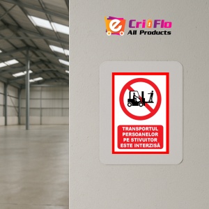Indicator Transportul persoanelor pe stivuitor este interzisa, Sticker autocolant - Img 4