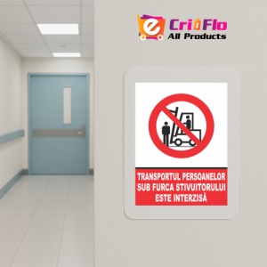 Indicator Transportul persoanelor sub furca stivuitorului este interzisa, Sticker autocolant - Img 5