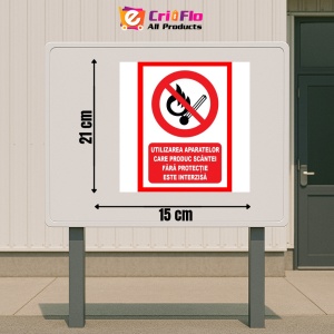 Indicator Utilizarea aparatelor care produc scantei fara protectie este interzisa, Sticker autocolant - Img 2