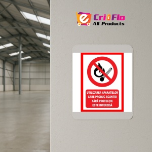 Indicator Utilizarea aparatelor care produc scantei fara protectie este interzisa, Sticker autocolant - Img 4