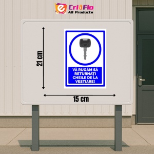 Indicator Va rugam sa returnati cheile de la vestiare, Sticker autocolant - Img 2