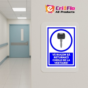 Indicator Va rugam sa returnati cheile de la vestiare, Sticker autocolant - Img 5