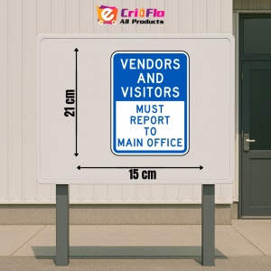Indicator Vendors and Visitors Report To Office Sign, Sticker autocolant - Img 2