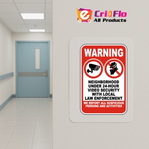 Indicator Warning Neighborhood Under 24-Hour Video Security Sign, Sticker autocolant - Img 5