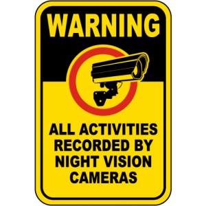 Indicator Warning Recorded By Night Vision Sign, Sticker autocolant