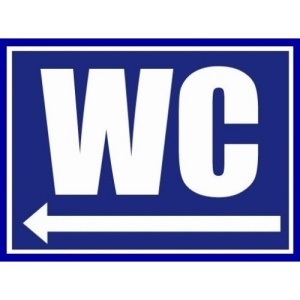 Indicator Wc cu sageata toaleta spre stanga, Sticker autocolant
