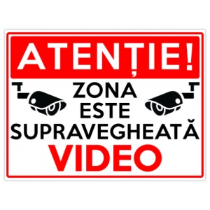 Indicator Zona este supravegheata video, Sticker autocolant