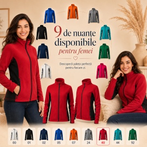 Jacheta Bluza Fleece Dama cu Fermoar Malfini, 220 g/m², Antipilling, Croiala Cambrata, XS-3XL, 9 Culori - Img 10