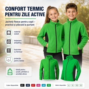 Jachetă Fleece Copii Tip Bluză Hanorac cu Fermoar, Călduroasă și Moale – Frosty 529 - Img 7