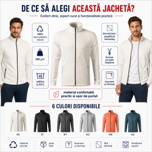 Jachetă Polar Fleece Bărbați tip Bluză cu Fermoar Malfini Factor 852 – 100% Poliester Reciclat, 300 g/m² - Img 2