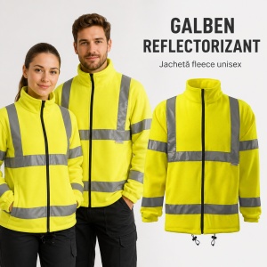 Jachetă Polar Fleece Reflectorizantă Unisex Damă Bărbat de Lucru Malfini Rimeck HV 5V1 – Benzi 3M - Img 11