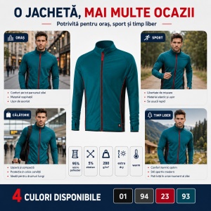 Jachetă Polar Fleece Stretch Bărbați tip Bluză Hanorac cu Fermoar Malfini Rimeck Vertex W41 – 280 g/m² - Img 6