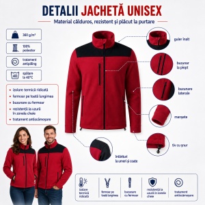 Jachetă Polar Fleece Unisex Damă Bărbat Călduroasă cu Buzunar la Piept și Fermoar – Malfini Rimeck Effect 530, 360 g/m² - Img 5