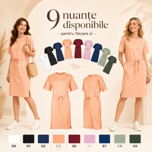 Rochie Lejeră Damă Malfini 816 Muse Tip Tricou, 100% Bumbac, 200 g/m², Mâneci Kimono, XS–2XL - Img 8