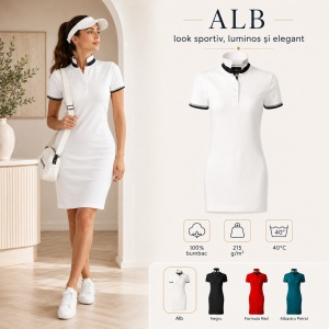Rochie Polo Damă tip tricou, Malfini Premium 271 Dress Up, 100% Bumbac, Croială Cambrată, 215 g/m², Mărimi XS 2XL, 4 Culori - Img 14