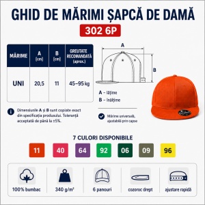 Șapcă Damă tip Snapback cu Cozoroc Drept, Reglabilă din Bumbac – Rap 6P 302 - Img 10