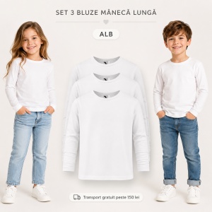 Set 3 bluze mâneca Lungă Copii din Bumbac | 8 culori disponibile - 121 - Img 12