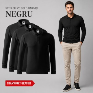 Set 3 bluze polo bărbat, cu guler tip Tommy, mânecă lungă, 11 nuanțe disponibile - Img 18