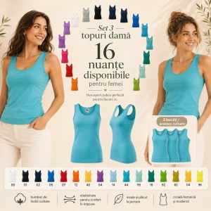 Set 3 topuri damă / maiouri sport, tricou fără mâneci, 16 nuanțe - Img 8