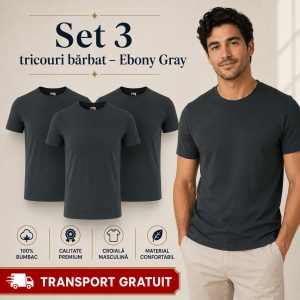 Set 3 Tricouri Bărbat în Aceeași Nuanță, 100% Bumbac, 145 g/m², Guler Rotund, 26 Culori, Mărimi S–3XL - Img 15
