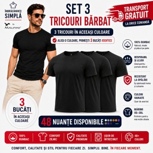 Set 3 Tricouri Bărbat Malfini, 100% Bumbac, 160 g/m², 48 Nuanțe, Mărimi XS–5XL, Transport Gratuit - Img 6