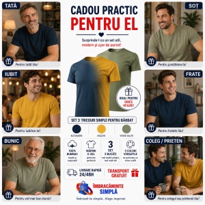 Set 3 Tricouri Bărbați din bumbac 100%, Malfini Elegant Casual – Galben, Kaki, Bleumarin - Img 5