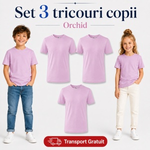 Set 3 tricouri copii din bumbac 100% – 33 nuanțe disponibile, fete și băieți Transport Gratuit - Img 31