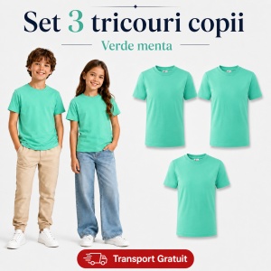 Set 3 tricouri copii din bumbac 100% – 33 nuanțe disponibile, fete și băieți Transport Gratuit - Img 41