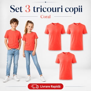 Set 3 Tricouri Copii din Bumbac 100% – Mânecă Scurtă, 35 Culori, Fete și Băieți - Img 13