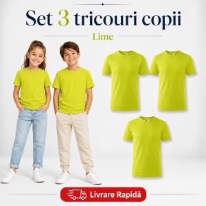 Set 3 Tricouri Copii din Bumbac 100% – Mânecă Scurtă, 35 Culori, Fete și Băieți - Img 23