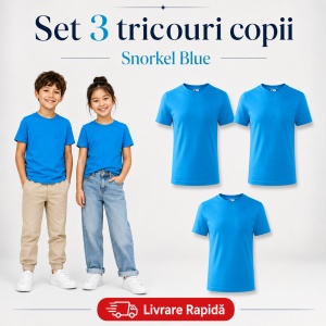 Set 3 Tricouri Copii din Bumbac 100% – Mânecă Scurtă, 35 Culori, Fete și Băieți - Img 33