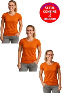 Set 3 tricouri Dama Bumbac Simplu Casual Elegant lejer, tricou decoltat femeie, Dama - Img 27