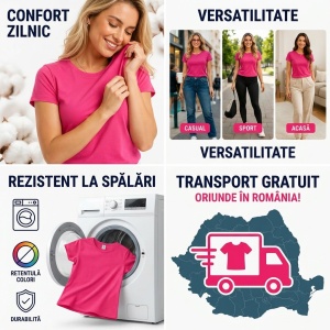Set 3 tricouri simple dama bumbac 100%, Elegant casual cu decolteu femei, 122 - Img 5